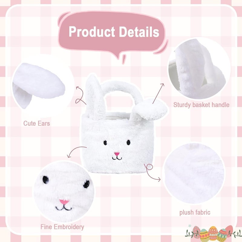 Wepop Easter Baskets for Kids,Plush Egg Hunting Easter Buckets with Handle Folded Ears, Gifts Boys Girls - Image 4